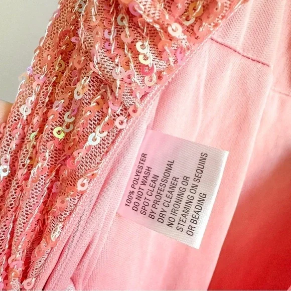 Ieena for Mac Duggal 26945 Barbie Pink Plunging Neckline Sequin Dress sz 0 - Picture 9 of 11